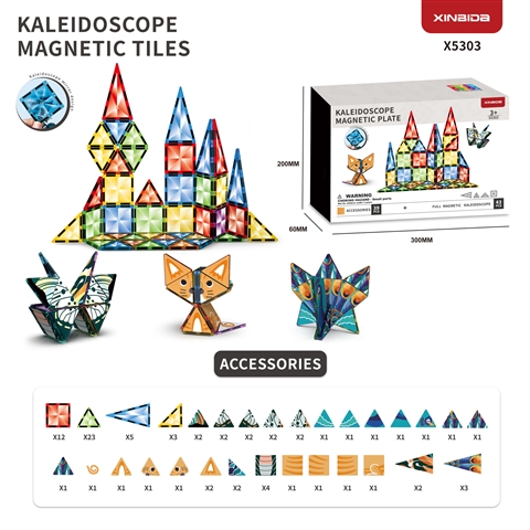 CPS351374 (GCC) Kaleidoscope Diamond-Patterned Color Window Magnetic Tiles