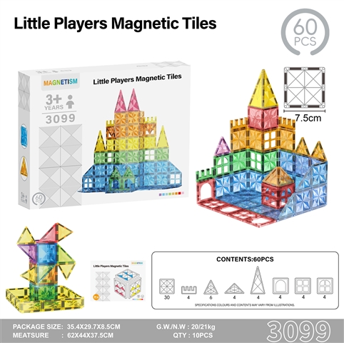 CPS351665 7.5 Magnetic Building Tiles – 60 Pieces