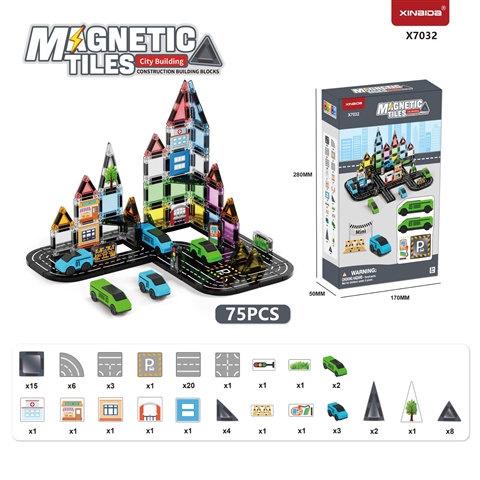 CPS351326 City Transportation Series Mini Magnetic Tiles
