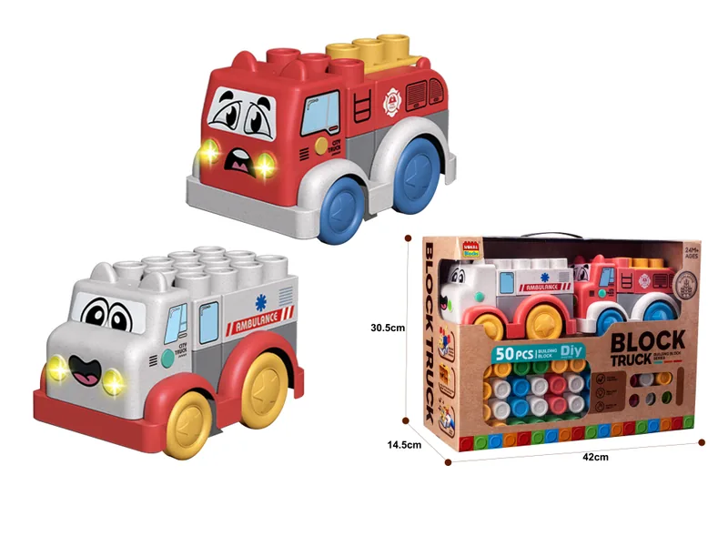 CPS291359 Wheat Straw Emergency Vehicle Building Block Set 50PCS