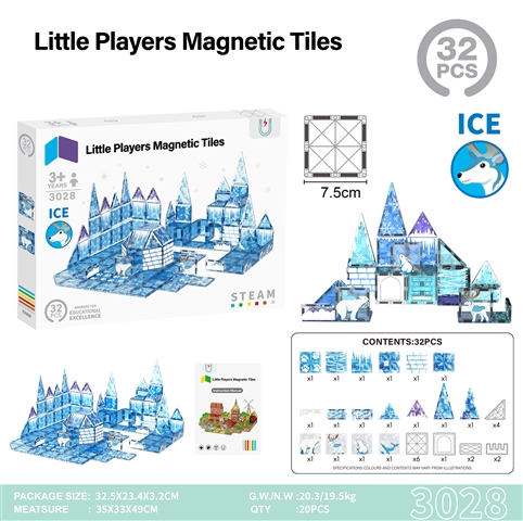 CPS351671 7.5 Magnetic Building Blocks 32 Pieces – Ice and Snow Animals