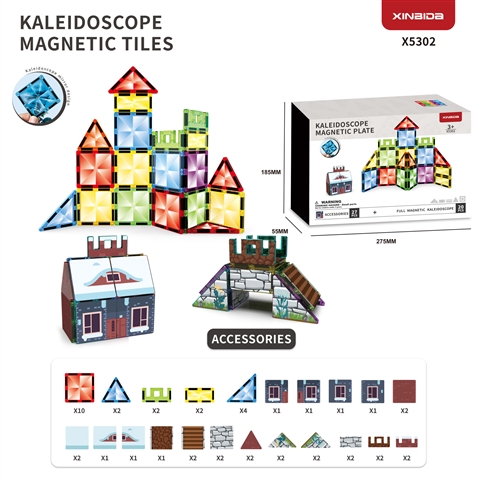 CPS351375 (GCC) Kaleidoscope Diamond-Patterned Color Window Magnetic Tiles
