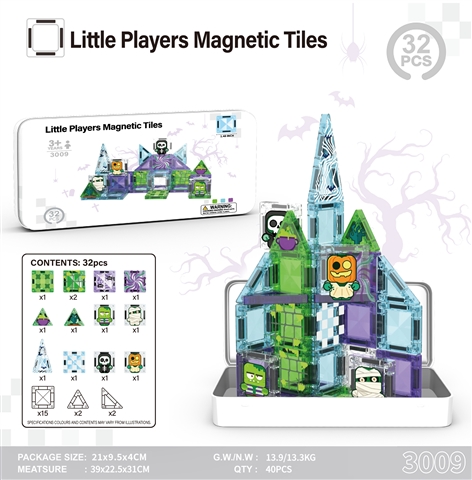 CPS351648 3.75 Magnetic Blocks Quirky 32pcs