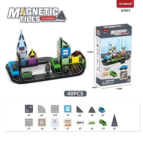 CPS351324 City Transportation Series Mini Magnetic Tiles