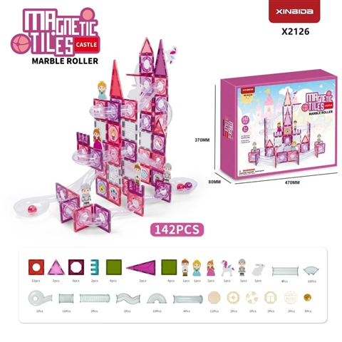 CPS351358 Princess-Themed Magnetic Marble Run Series (7.5CM) Magnetic Tiles Marble Roller-