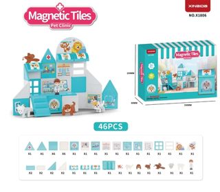 MimoLudo Set de Baldosas Magnéticas Tema Clínica de Mascotas – 48 piezas · imagen de producto