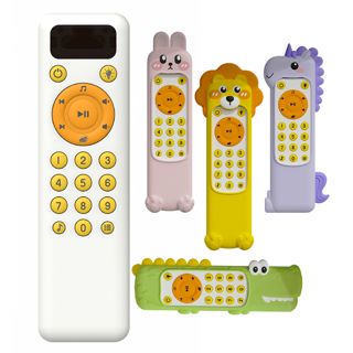 Set de Juguetes Educativos 2 en 1 con Control Remoto Musical y 4 Figuras de Animales con Cubierta de Silicona (León, Conejo, Unicornio, Cocodrilo) · imagen de producto