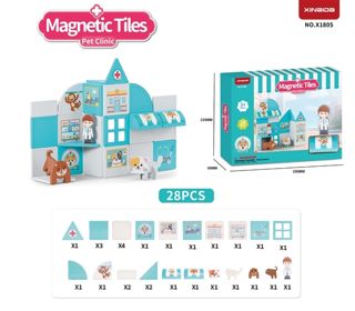 Set de Baldosas Magnéticas Tema Clínica de Mascotas – 36 piezas, construcción 3D y arte DIY · imagen de producto