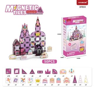 Princess Series Mini Magnetic Tiles – Set de Construcción Magnético con Efecto Caleidoscopio y Pintura DIY (36 pzs por caja, mayoreo) · imagen de producto