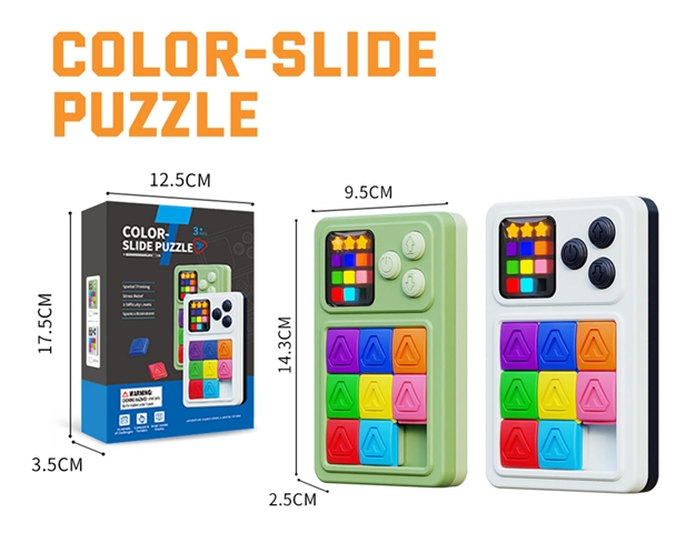 Rompecabezas deslizante de colores MimoLudo – Juego de lógica sin pilas, ABS ecológico, 9.5×14.3×2.5 cm · imagen de producto
