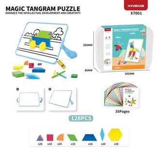 Magnetic Tangram Puzzle 3D Construcción Magnética con Luces y Pintura – 24 piezas · imagen de producto