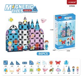 Ocean Series Mini Magnets – Juego de baldosas magnéticas translúcidas con figuras de castillo y pintura DIY sin horno, 48 piezas por mayoreo · imagen de producto
