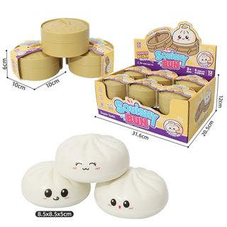 Mini Bun Squishy Blanco con Caja Exhibidora Tipo Vaporera – MimoLudo CPS350799 · imagen de producto
